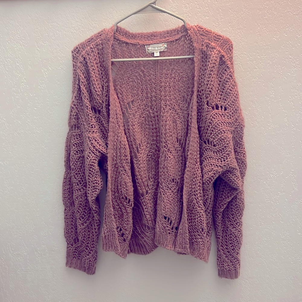 22. Pink Rose rose colored cardigan medium